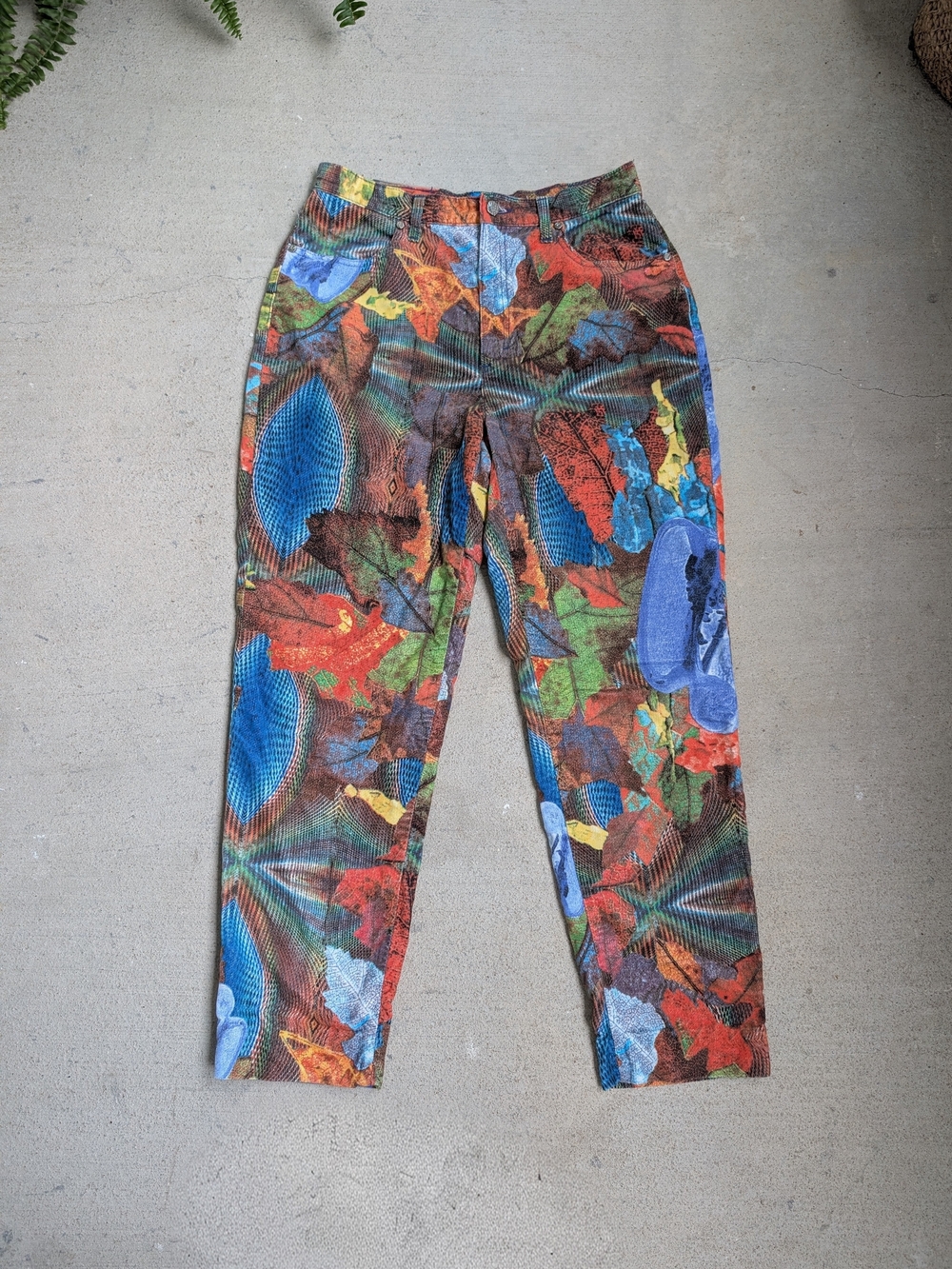 90s Vintage Christian Lacroix High Waist Abstract Trippy Velvet Jeans Pants